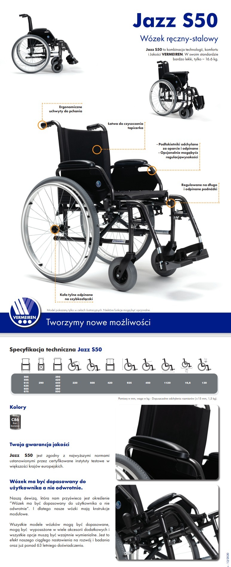 wózek inwalidzki Jazz S50 Vermeiren