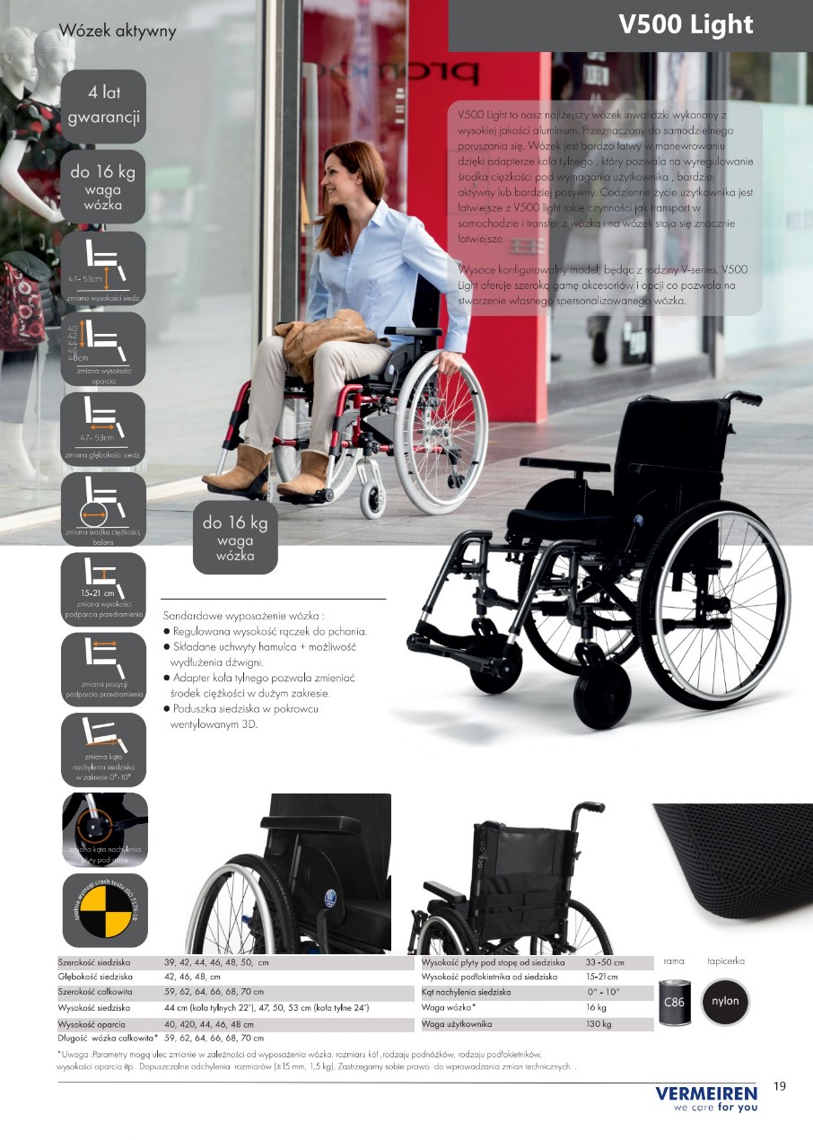 wózek inwalidzki V500 light Vermeiren